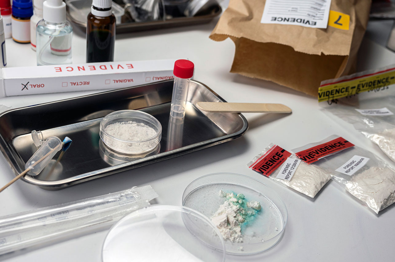 Crime lab positive drug test conceptual image